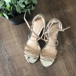 Badgley Mischka Jewel Gold Wedge Sandals